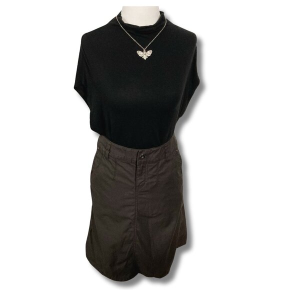 DE.CORP Dark cocoa brown 100% cotton a-line skirt Y2K utilitarian SMALL MEDIUM - Picture 3 of 15
